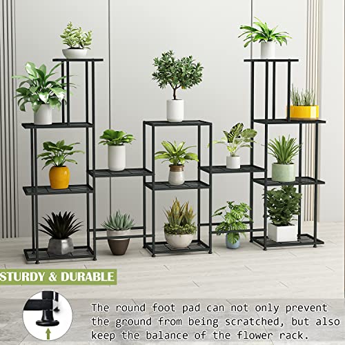 Twhep Tall Multi Tier Plant Stand, 13 Tiers Multifunctional Plant Stands for Indoor Plants, Decorative Black Steel Plant Shelf for outdoor Patio Garden Balcony and Yard - Image 3
