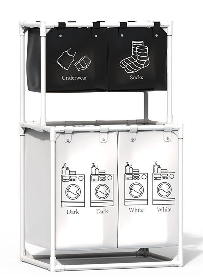 Haidue Double Layered Four Section Large Capacity Laundry Basket  - Image 1