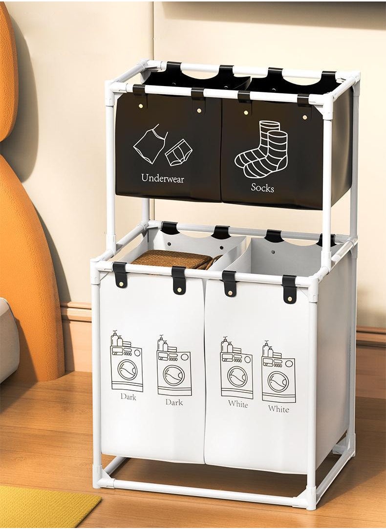 Haidue Double Layered Four Section Large Capacity Laundry Basket  - Image 5