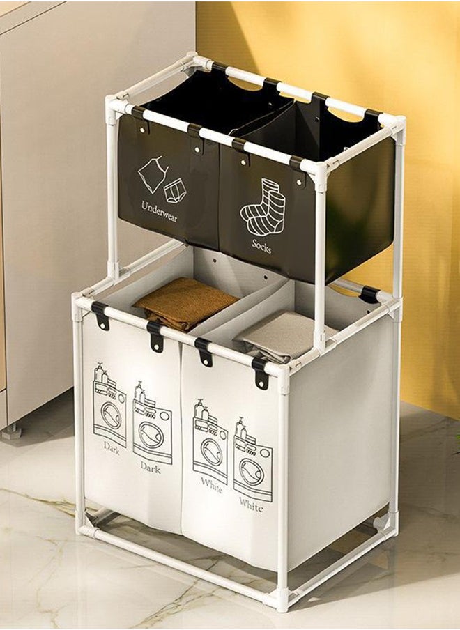 Haidue Double Layered Four Section Large Capacity Laundry Basket  - Image 3