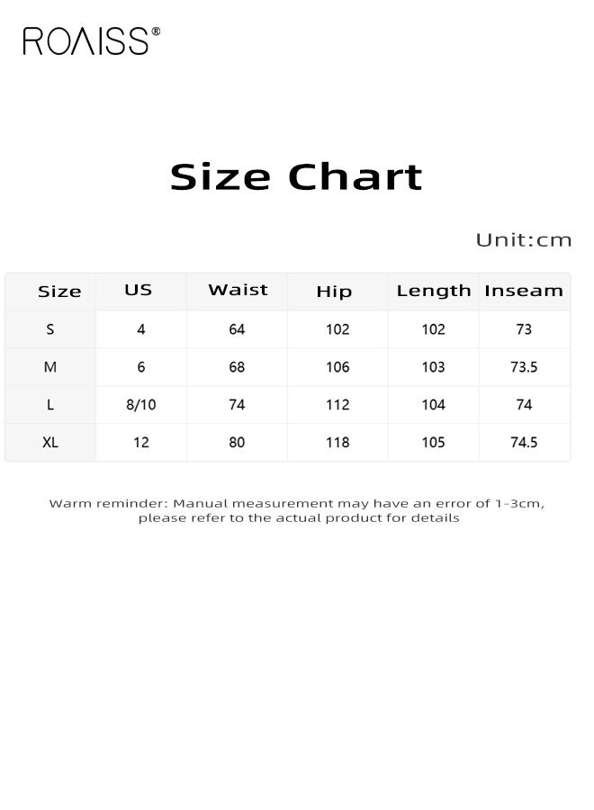 رويس بنطلون نسائي واسع الساق بخصر عالٍ ومقاس كبير بتصميم خطين مع رباط خصر وحزام حبل وجيوب جانبية وقماش عالي المرونة لممارسة اليوجا والتمرين والملابس غير الرسمية - Image 5