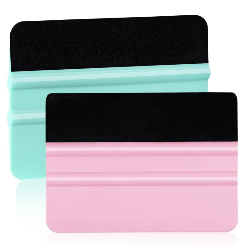 WRAPXPERT Vinyl Squeegee Tool,2 Pack Squeegees for Vinyls Pink and Teal,Felt Squeegee Vinyls Scraper Tool for Crafting Vinyl Application - Image 1