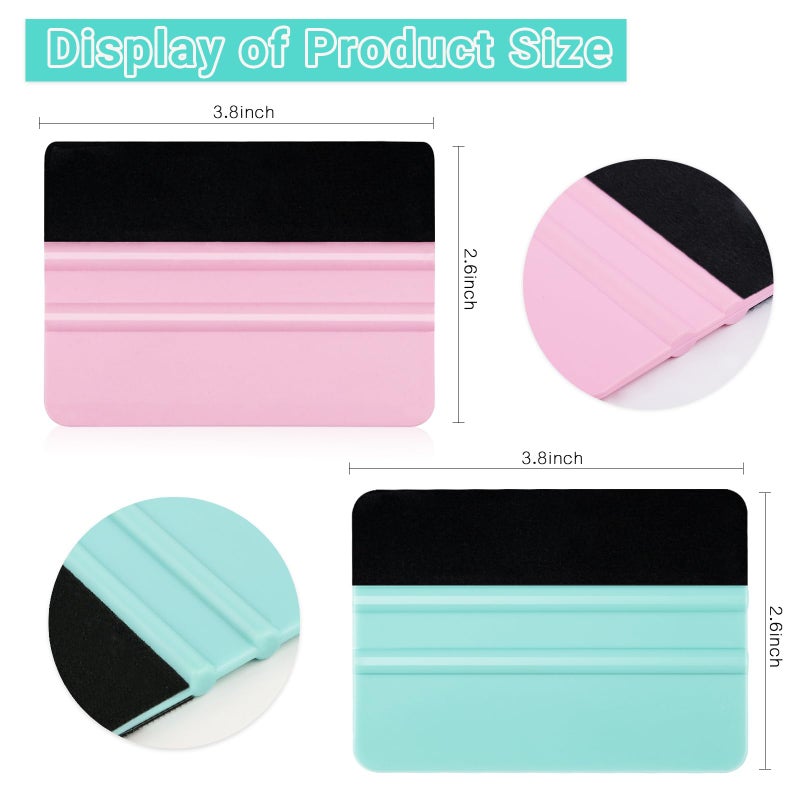 WRAPXPERT Vinyl Squeegee Tool,2 Pack Squeegees for Vinyls Pink and Teal,Felt Squeegee Vinyls Scraper Tool for Crafting Vinyl Application - Image 5