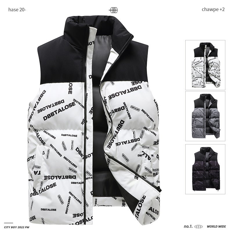 Men'S Vest Camouflage Down Cotton Waistcoat Casual Collar Cotton Vest Collar Collar Stitching National Fashion Cotton Vest - Image 5