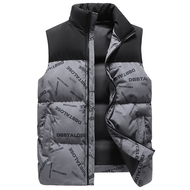 Men'S Vest Camouflage Down Cotton Waistcoat Casual Collar Cotton Vest Collar Collar Stitching National Fashion Cotton Vest - Image 3