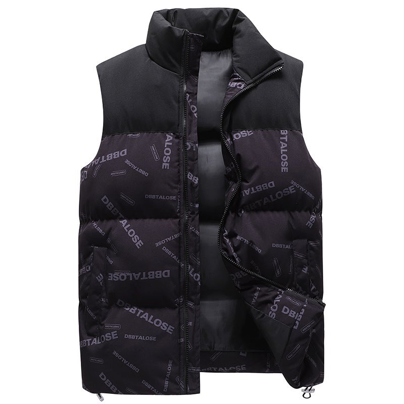 Men'S Vest Camouflage Down Cotton Waistcoat Casual Collar Cotton Vest Collar Collar Stitching National Fashion Cotton Vest - Image 4