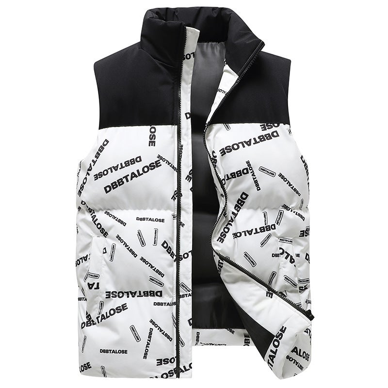 Men'S Vest Camouflage Down Cotton Waistcoat Casual Collar Cotton Vest Collar Collar Stitching National Fashion Cotton Vest - Image 2
