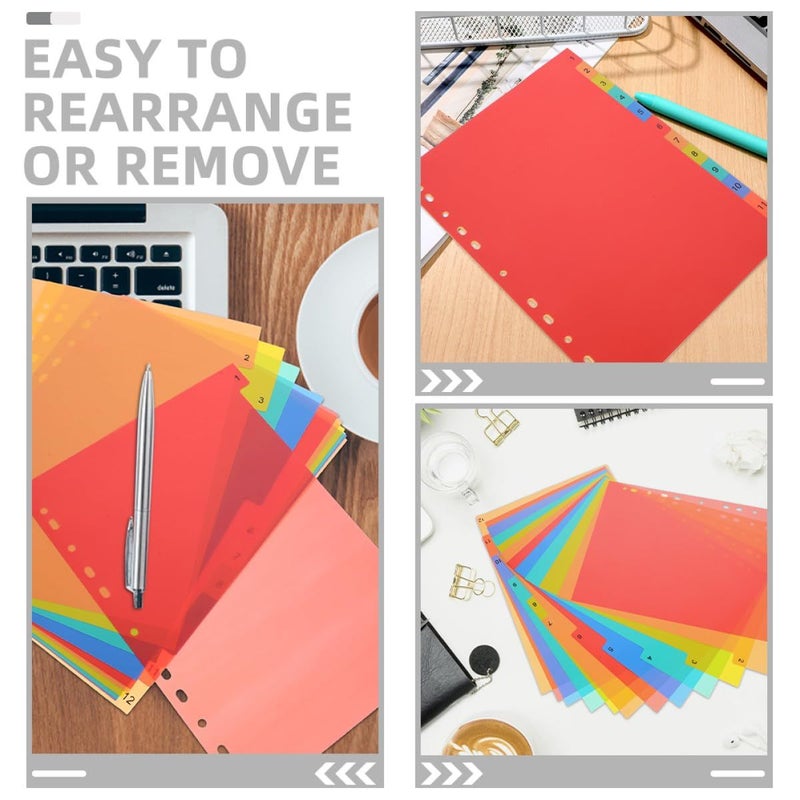 A4 Plastic Binder Dividers With 11 Holes 12 Tab Numeric Index 2 Sets Office School - Image 4