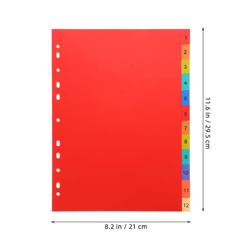 A4 Plastic Binder Dividers With 11 Holes 12 Tab Numeric Index 2 Sets Office School - Image 3