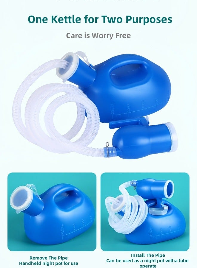 Angola Panda Portable Urinal for Seniors and Children at Night 2000ml 68 oz 63 Inch Long Tube Urinal Male Urinal with Cap Urinal Bottle Suitable for hospitals, incontinence elderly, travel cars, truck drivers, bedridden patients, and elderly care - Image 1