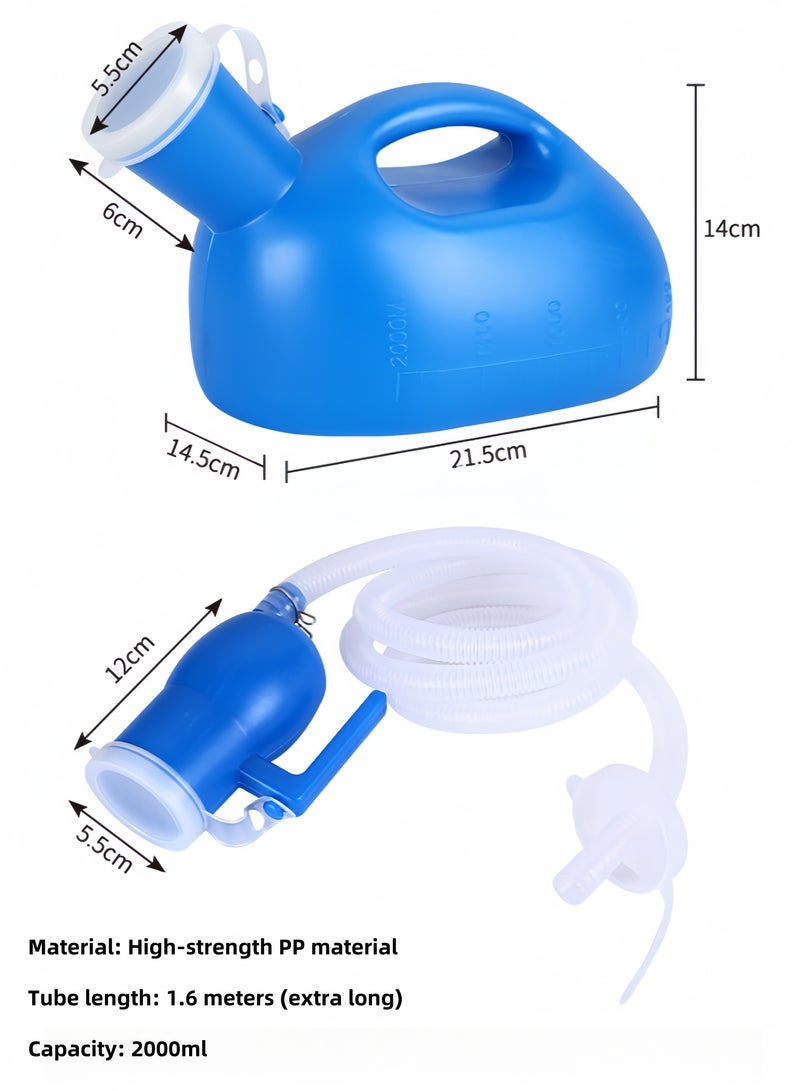 Angola Panda Portable Urinal for Seniors and Children at Night 2000ml 68 oz 63 Inch Long Tube Urinal Male Urinal with Cap Urinal Bottle Suitable for hospitals, incontinence elderly, travel cars, truck drivers, bedridden patients, and elderly care - Image 2