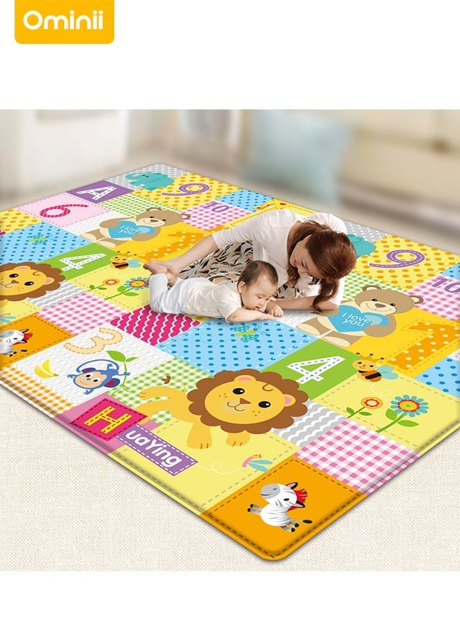 Ominii Reversible Baby Play Mat, Lion & Animal Forest Design, Waterproof Folding Mat, 200x180x0.5cm - Image 5