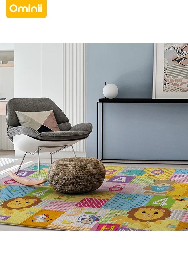 Ominii Reversible Baby Play Mat, Lion & Animal Forest Design, Waterproof Folding Mat, 200x180x0.5cm - Image 3