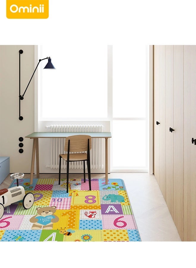 Ominii Reversible Baby Play Mat, Lion & Animal Forest Design, Waterproof Folding Mat, 200x180x0.5cm - Image 2