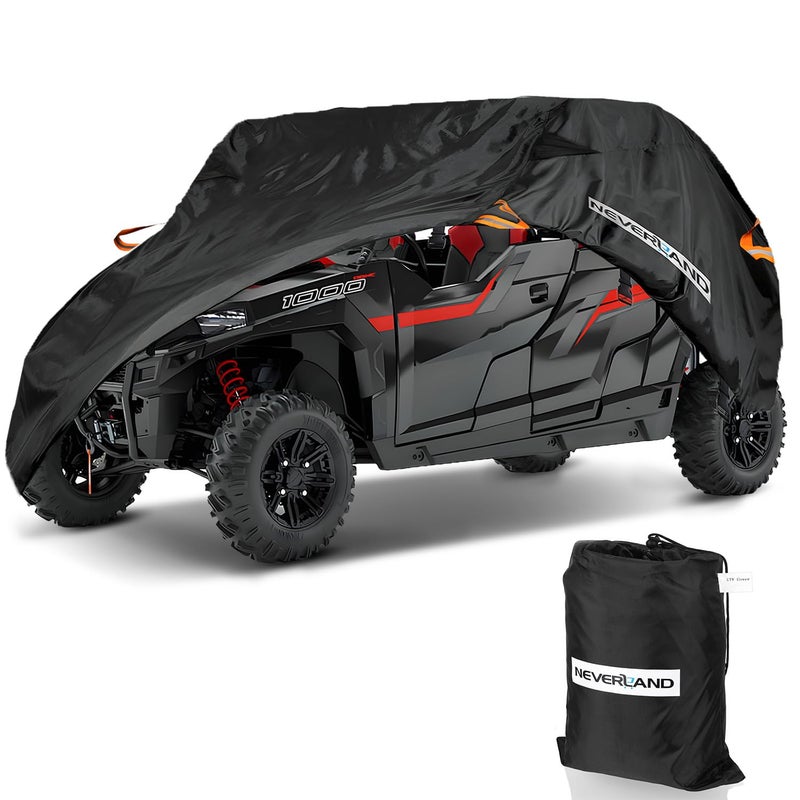 NEVERLAND UTV Cover Waterproof Outdoor Oxford Cloth Compatible with Polaris RZR Yamaha CanAm Defender Kawasaki Ranger Cover 46 Passenger Black Up to 169