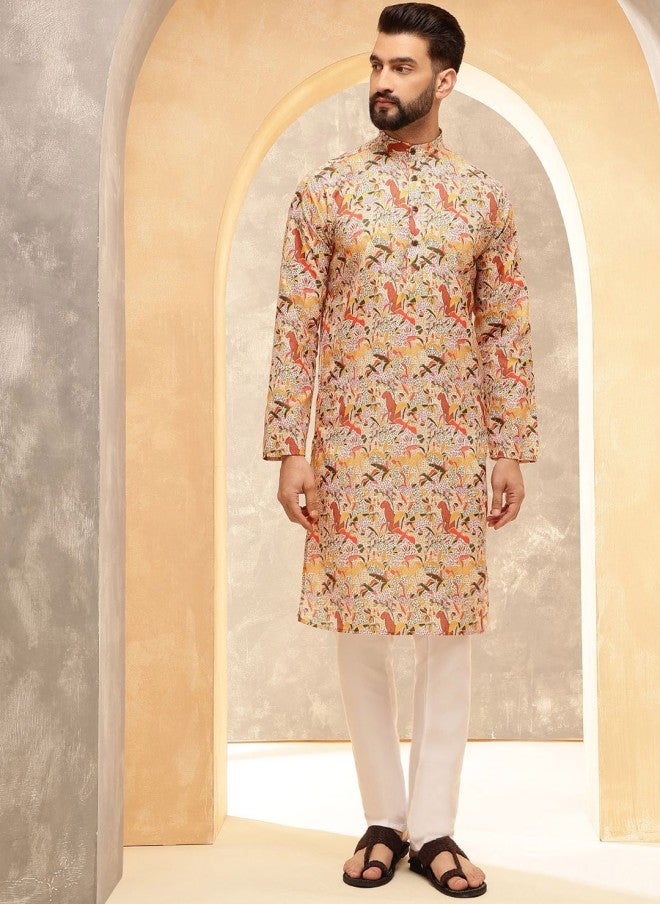 Sojanya Ethnic Motifs Printed Kurta With Pyjamas For Men - Image 1