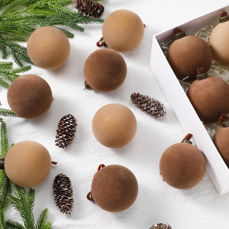 Sotiff 24 Pcs Christmas Velvet Ornaments Balls 24 Inch Velvet Balls for Christmas Tree Ornaments Ball for Family Holiday Wedding Party Xmas Tree Hanging Decoration Classic Color - Image 2