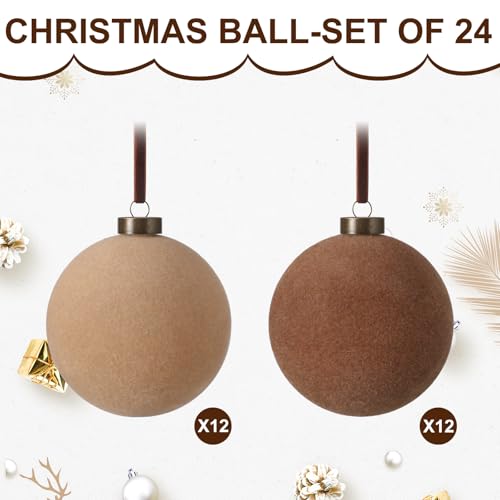 Sotiff 24 Pcs Christmas Velvet Ornaments Balls 24 Inch Velvet Balls for Christmas Tree Ornaments Ball for Family Holiday Wedding Party Xmas Tree Hanging Decoration Classic Color - Image 3