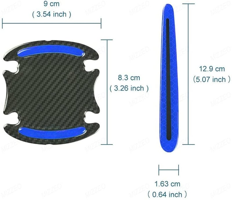 MIZZEO Car Door Handle & Bowl Reflective Scratch Protector Pack of 8 (4 x Door Handle + 4 x Bowl) Waterproof Sticker (Carbon Black & Blue) Compatible with Maruti Suzuki Baleno (Type-III) 2022 Onwards - Image 4
