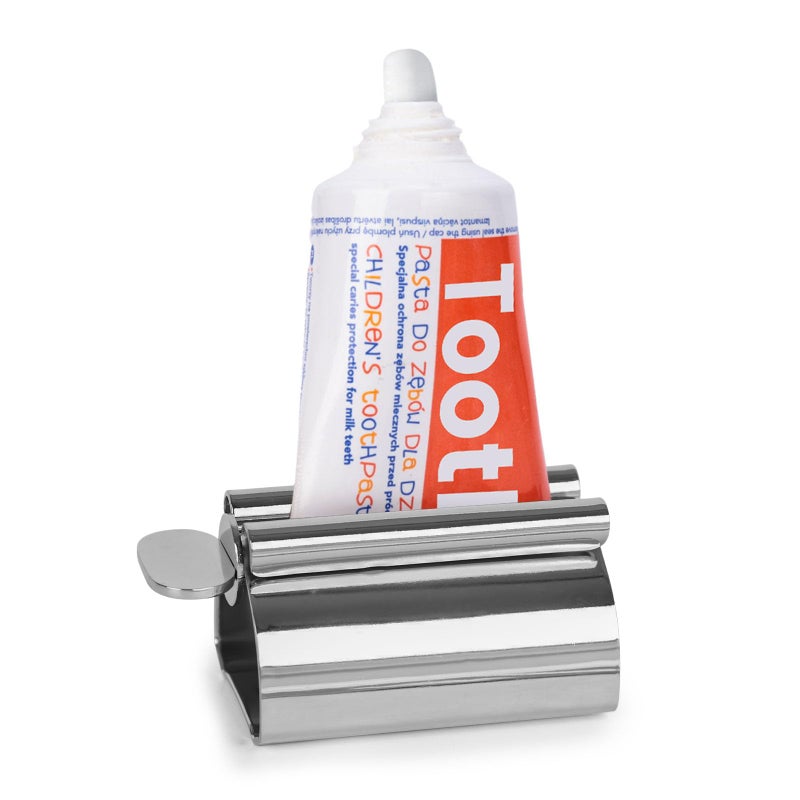 LOVEINUSA Toothpaste Tube Squeezer Dispenser, 1PCS Toothpaste Roller Squeezer Tool Metal Stainless Steel Tooth Paste Holder for Bathroom, Silver - Image 1
