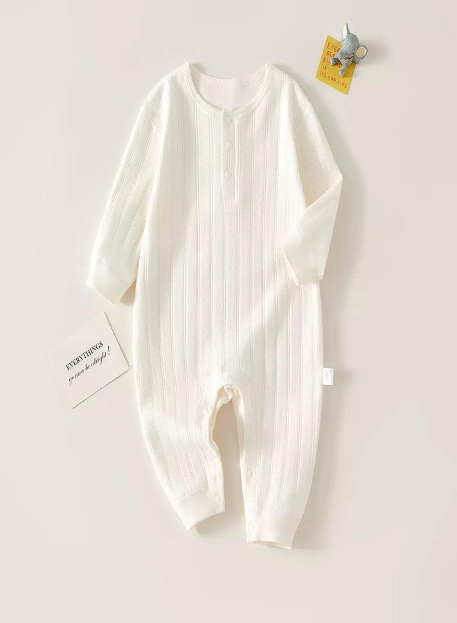 HALQAHA Unisex Newborn Baby Jumpsuit 100% Cotton Long Sleeve Baby Outfit Soft Comfortable Baby Clothes for Boys and Girls(White 0-3M) - Image 2