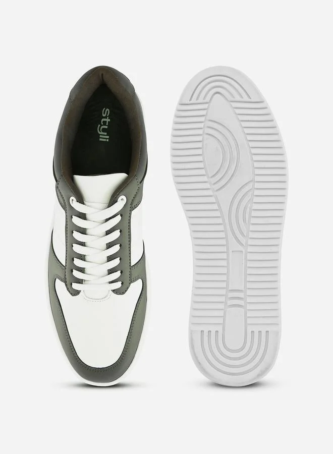 Styli Color Block Lace Up Basket Sneakers