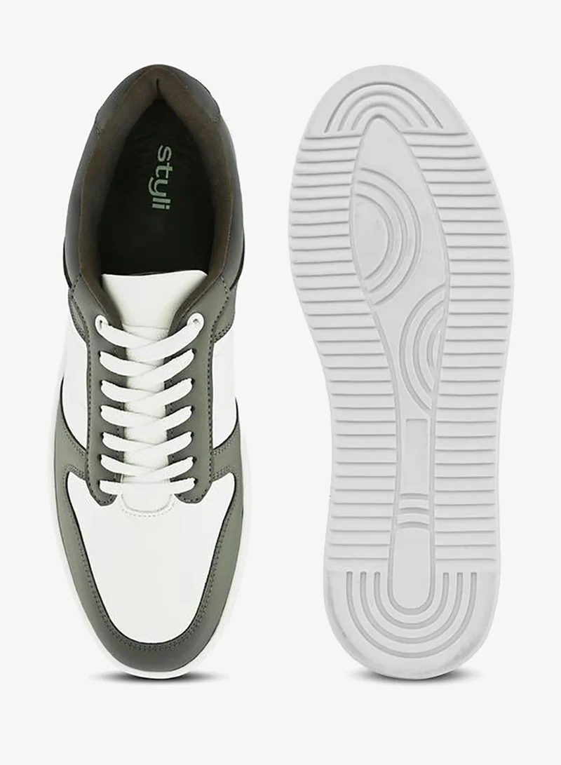 Styli Active Color Block Lace Up Basket Sneakers