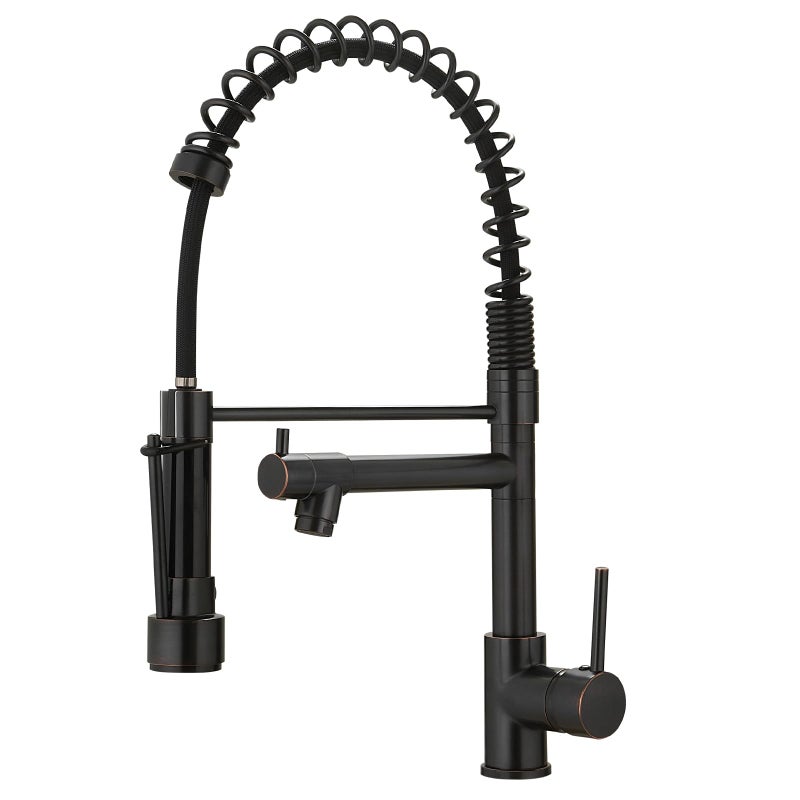 Oil Rubbed Bronze Kitchen FaucetAIMADI Commercial Style Spring Kitchen Sink FaucetModern Single Handle Single Hole Kitchen Faucets with Pull Down Sprayer