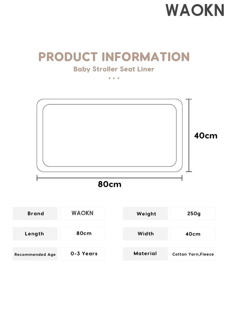 دبليو أيه أو كي أن بطانة مقعد عربة الأطفال العالمية الدافئة - وسادة ناعمة وسميكة لعربة الأطفال وكرسي الأطفال المرتفع - غطاء مقعد شتوي دافئ من الصوف مع ظهر غير قابل للانزلاق - قابل للغسل في الغسالة (تصميم أومليت) - Image 4
