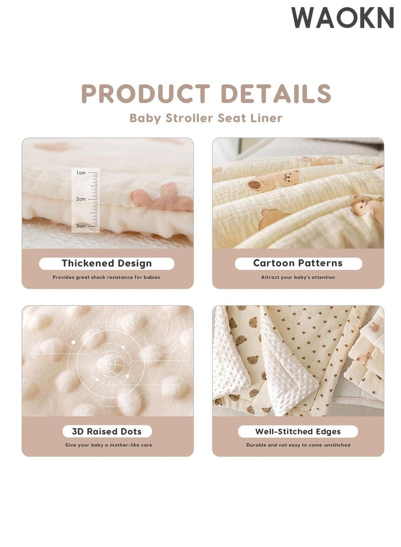 دبليو أيه أو كي أن بطانة مقعد عربة الأطفال العالمية الدافئة - وسادة ناعمة وسميكة لعربة الأطفال وكرسي الأطفال المرتفع - غطاء مقعد شتوي دافئ من الصوف مع ظهر غير قابل للانزلاق - قابل للغسل في الغسالة (تصميم أومليت) - Image 2