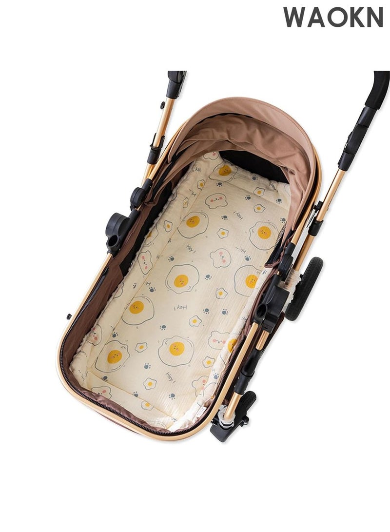 دبليو أيه أو كي أن بطانة مقعد عربة الأطفال العالمية الدافئة - وسادة ناعمة وسميكة لعربة الأطفال وكرسي الأطفال المرتفع - غطاء مقعد شتوي دافئ من الصوف مع ظهر غير قابل للانزلاق - قابل للغسل في الغسالة (تصميم أومليت) - Image 1