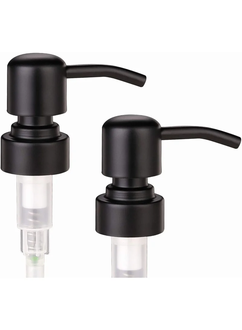 Quesera  2 Pack Thick Amber Glass Soap Dispenser with Matte Black Stainless Steel Pump, 16oz.Round Bottles/Dispenser with Rustproof Pump for Oils, Lotion Soap  | Best Price UAE