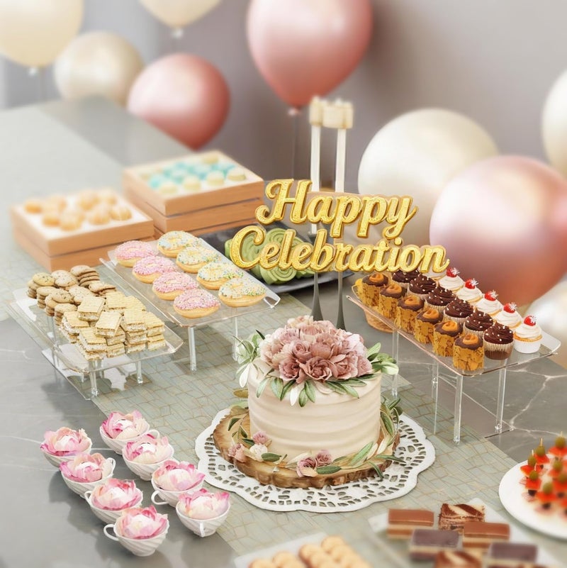 HeiMma 3 Pack Dessert Table Display Set, Clear Acrylic Desert Stands Buffet Risers for Cupcakes Dessert Pastry Food Treat Tier Cookie Dessert Platter Serving Trays Stand for Wedding Birthday Party - Image 4