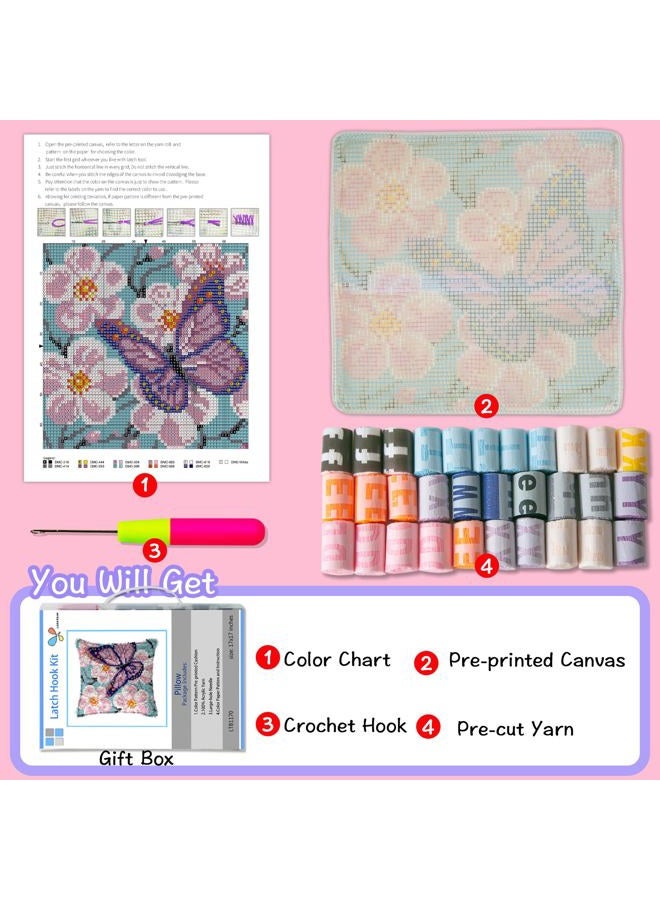 LAPATAIN Latch Hook Kits for DIY Throw Pillow Cover,Carpet Pattern Needlework Cushion Cover Hand Craft Crochet for Great Family 15.7X15.7inch - Image 4