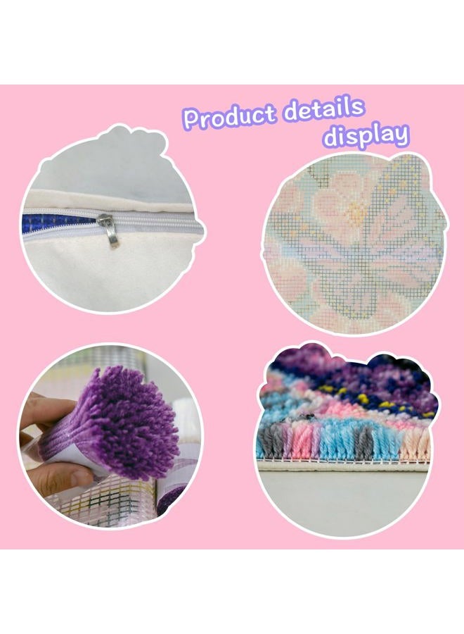 LAPATAIN Latch Hook Kits for DIY Throw Pillow Cover,Carpet Pattern Needlework Cushion Cover Hand Craft Crochet for Great Family 15.7X15.7inch - Image 3