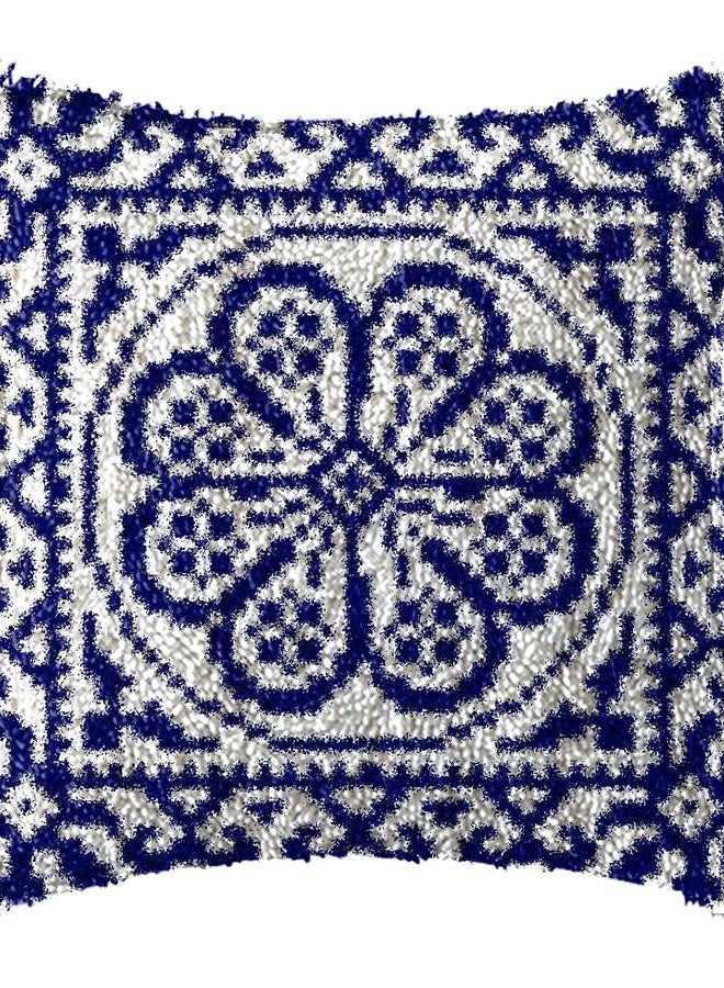LAPATAIN Latch Hook Kits for DIY Throw Pillow Cover,Carpet Pattern Needlework Cushion Cover Hand Craft Crochet for Great Family 15.7X15.7inch - Image 1