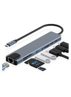 Generic USB C Hub Docking Station, 8 in 1 USB C Dongle with 4K@60Hz HDMI, RJ45 Ethernet, 100W PD, SD/TF Card Reader, 2 USB Ports, USB Type C Hub for MacBook Pro Air M1 Dell XPS Nintendo Switch  - Image 1