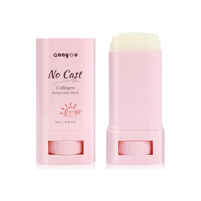 No Cast Sunscreen Stick SPF PA50++++ Collagen Sunscreen Korean Sunscreen Stick Soothing Moisture Matte Sun Stick for Face & Body Non Sticky, No White Cast