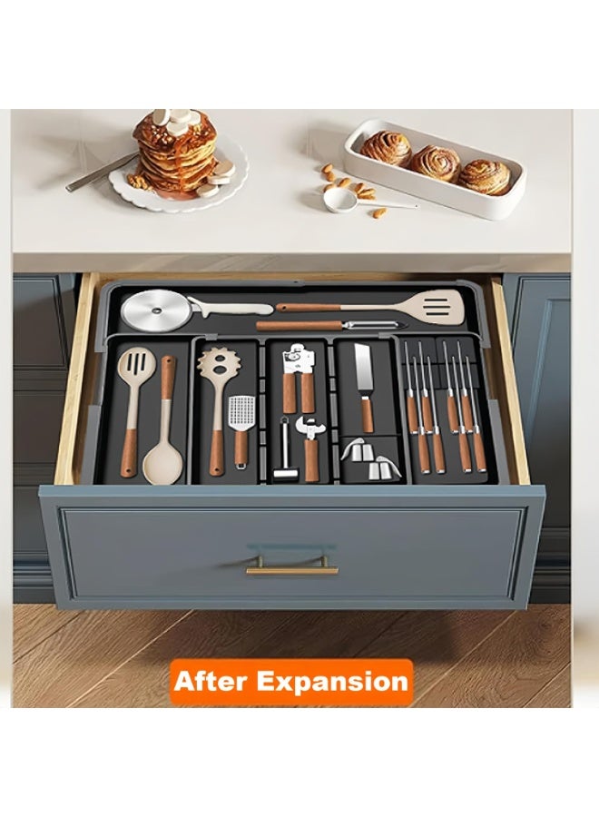 general Expandable Kitchen Drawer Organizer with Detachable Knife Rack - 6 Compartments, PP/ABS Material, Multi-Purpose Storage for Kitchen Utensils, Cookware, Cutlery, Stationery, Tools - Image 4