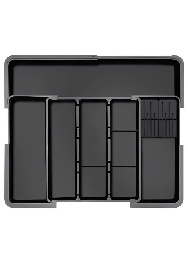general Expandable Kitchen Drawer Organizer with Detachable Knife Rack - 6 Compartments, PP/ABS Material, Multi-Purpose Storage for Kitchen Utensils, Cookware, Cutlery, Stationery, Tools - Image 1