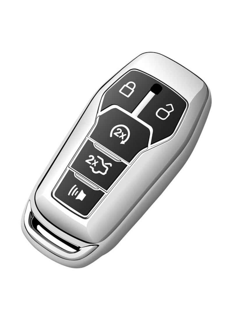 ماركة غير محددة غطاء غطاء مفتاح Ford Key Fob فائق النعومة للحماية الكاملة متوافق مع 2013-2016 Ford Fusion، 2015-2017 Ford Mustang، F-150، Explorer (فضي)  - Image 1