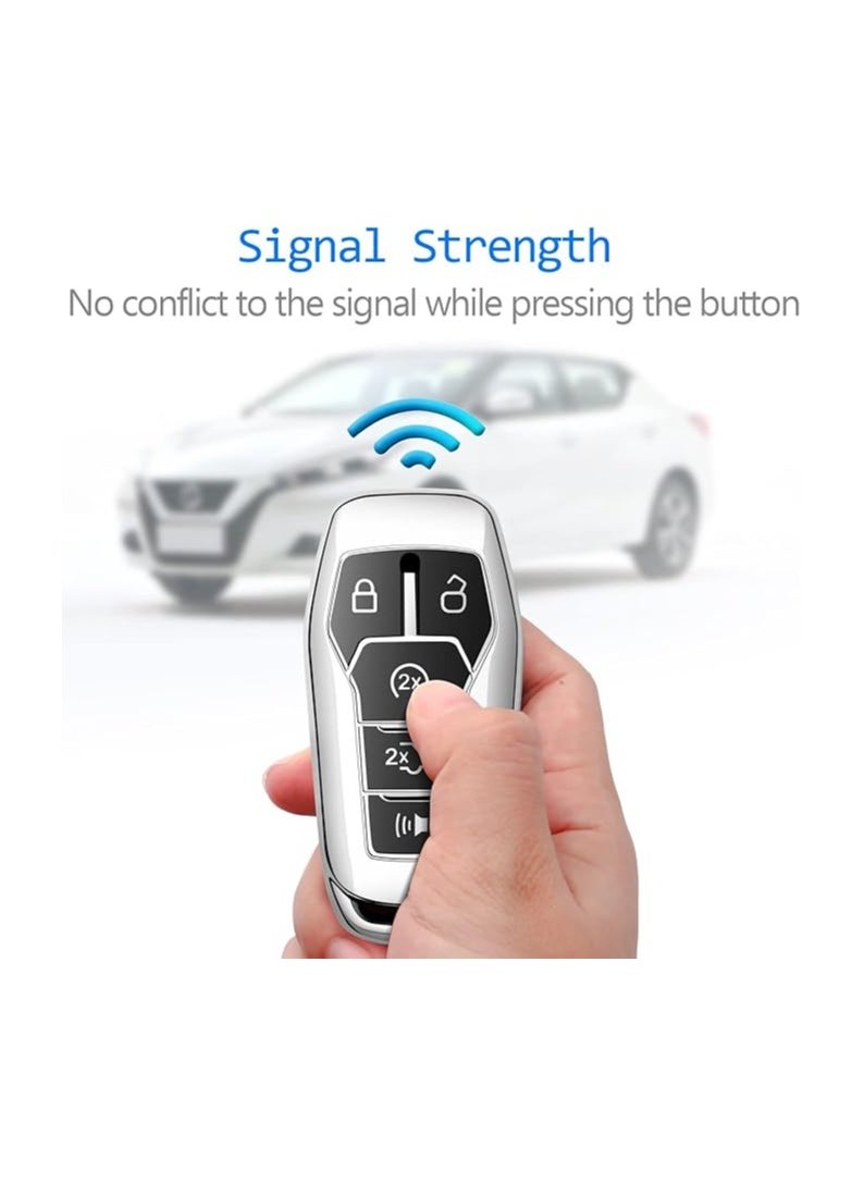 ماركة غير محددة غطاء غطاء مفتاح Ford Key Fob فائق النعومة للحماية الكاملة متوافق مع 2013-2016 Ford Fusion، 2015-2017 Ford Mustang، F-150، Explorer (فضي)  - Image 2
