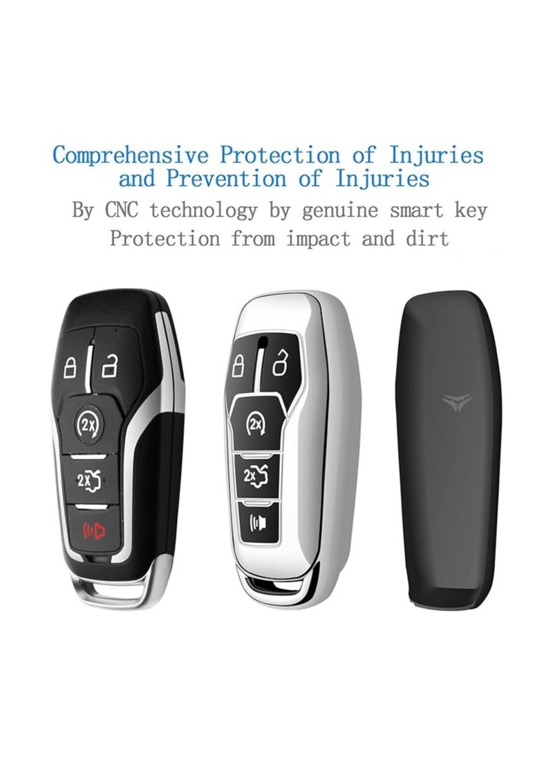 ماركة غير محددة غطاء غطاء مفتاح Ford Key Fob فائق النعومة للحماية الكاملة متوافق مع 2013-2016 Ford Fusion، 2015-2017 Ford Mustang، F-150، Explorer (فضي)  - Image 4