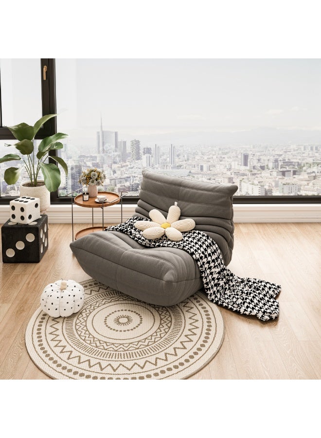 Castlery Single Floor Sofa with Ultra-Thick Back Support- High-Density Comfort Sponge & Soft Fabric - Multi-Functional Lazy Sofa for Small Rooms, Bedroom, and Living Room Home Furniture (Grey) - Image 1