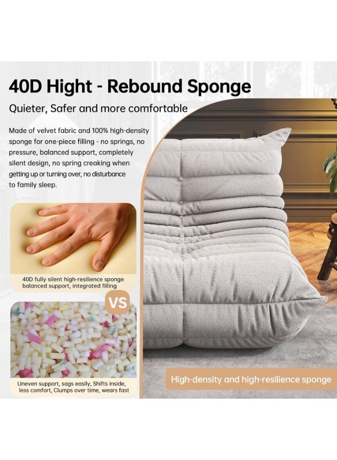 Castlery Single Floor Sofa with Ultra-Thick Back Support- High-Density Comfort Sponge & Soft Fabric - Multi-Functional Lazy Sofa for Small Rooms, Bedroom, and Living Room Home Furniture (Grey) - Image 4