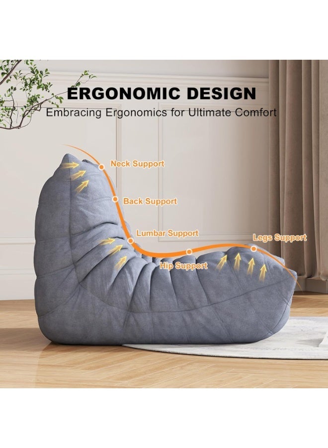 Castlery Single Floor Sofa with Ultra-Thick Back Support- High-Density Comfort Sponge & Soft Fabric - Multi-Functional Lazy Sofa for Small Rooms, Bedroom, and Living Room Home Furniture (Grey) - Image 5