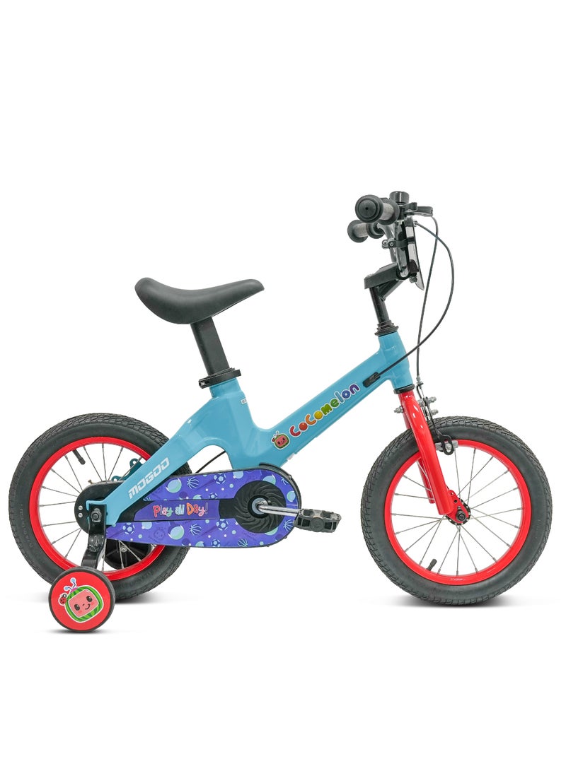 MOGOO Rayon 14-Inch Kids Bike|14 Inch Wheel Size|Adjustable Seat |Training Wheels | Cocomelon Blue Color - Image 1