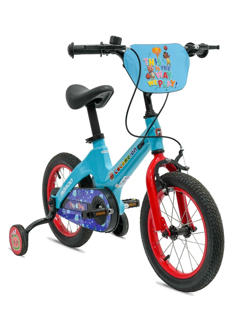 MOGOO Rayon 14-Inch Kids Bike|14 Inch Wheel Size|Adjustable Seat |Training Wheels | Cocomelon Blue Color - Image 2