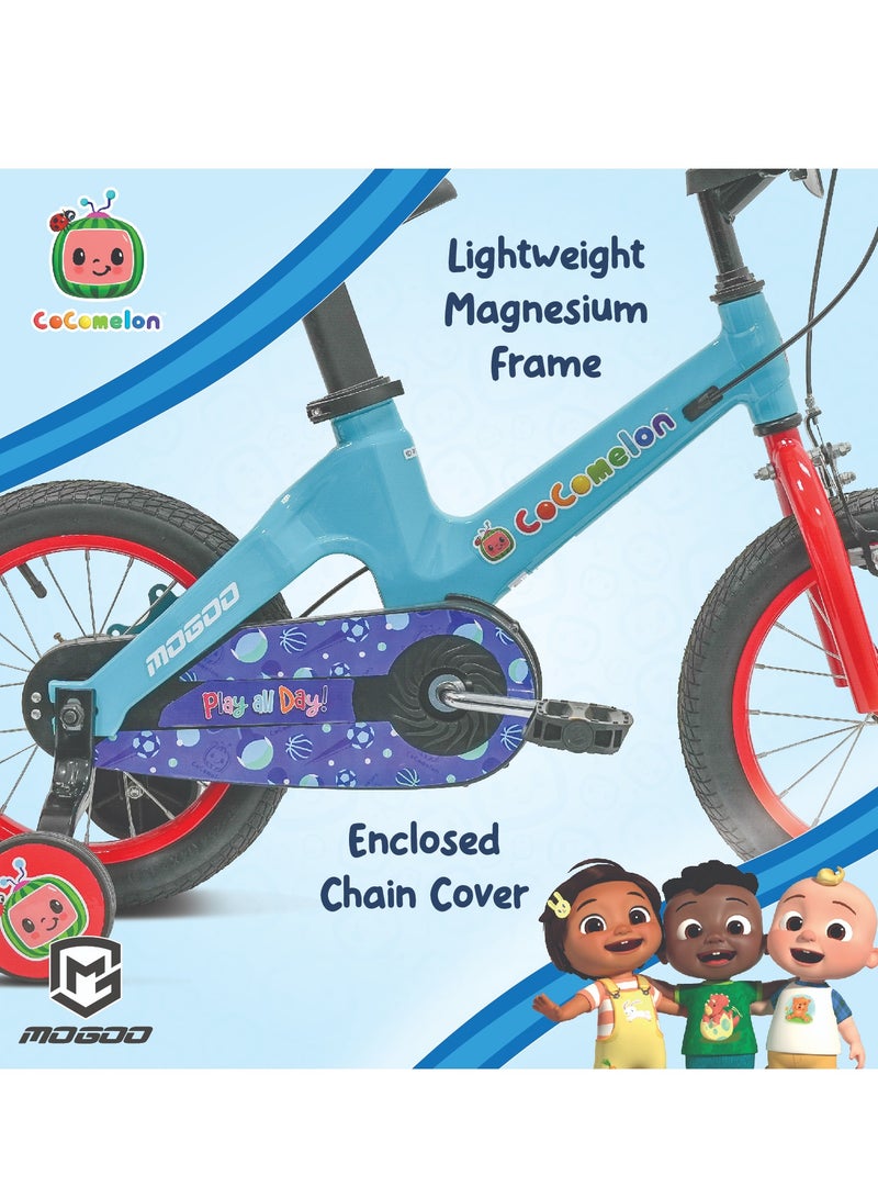 MOGOO Rayon 14-Inch Kids Bike|14 Inch Wheel Size|Adjustable Seat |Training Wheels | Cocomelon Blue Color - Image 3