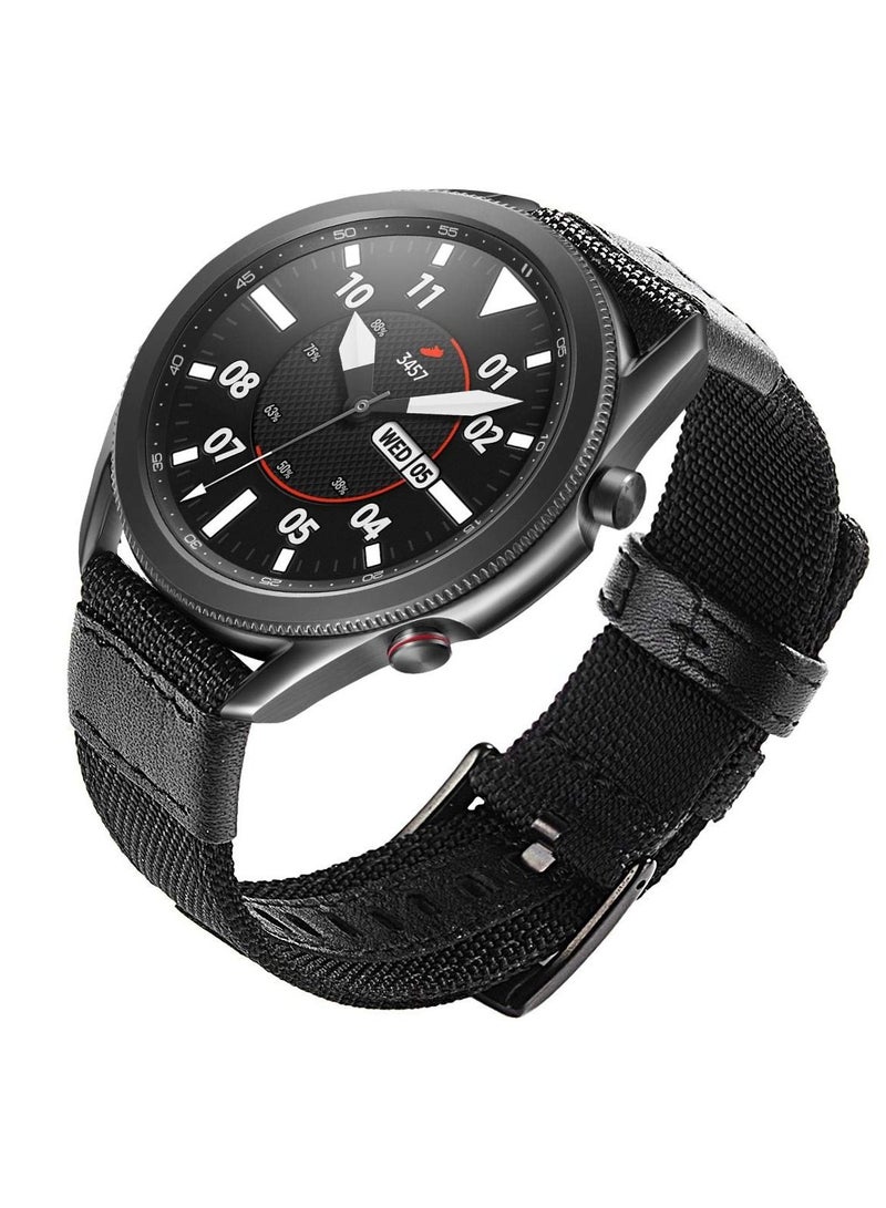 Strap Band Cloth Nylon For 22MM Compatible With Samsung galaxy watch 3 45mm /watch 46mm/Gear S3/Huawei watch GT2E/GT (42mm,46mm)/GT2 Pro/GT2 46MM/honor Magic Watch2 46mm/Amazfit GTR 47mm/GTR 2/2e (Black) - Image 4